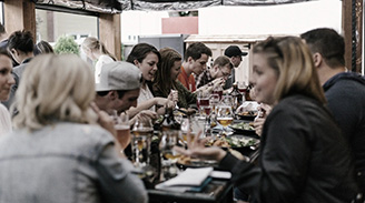 Friends gathered to have dinner together